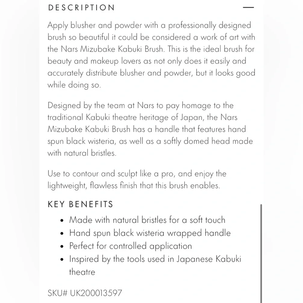 Nars Brush Kabuki Mizubake Kabuki - NWT in Box